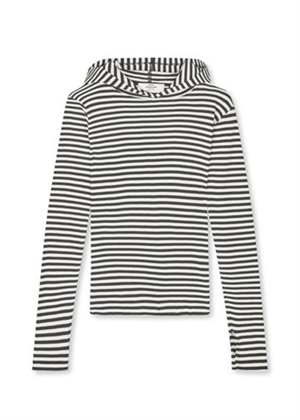 Tutti stripe hood bluse Black/Vanilla Ice Mads Nørgaard 